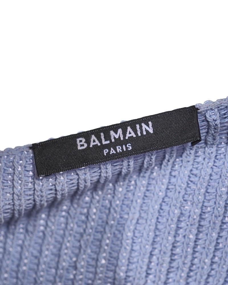 Purple Balmain Pullover Crop Logo Azzurro For Sale