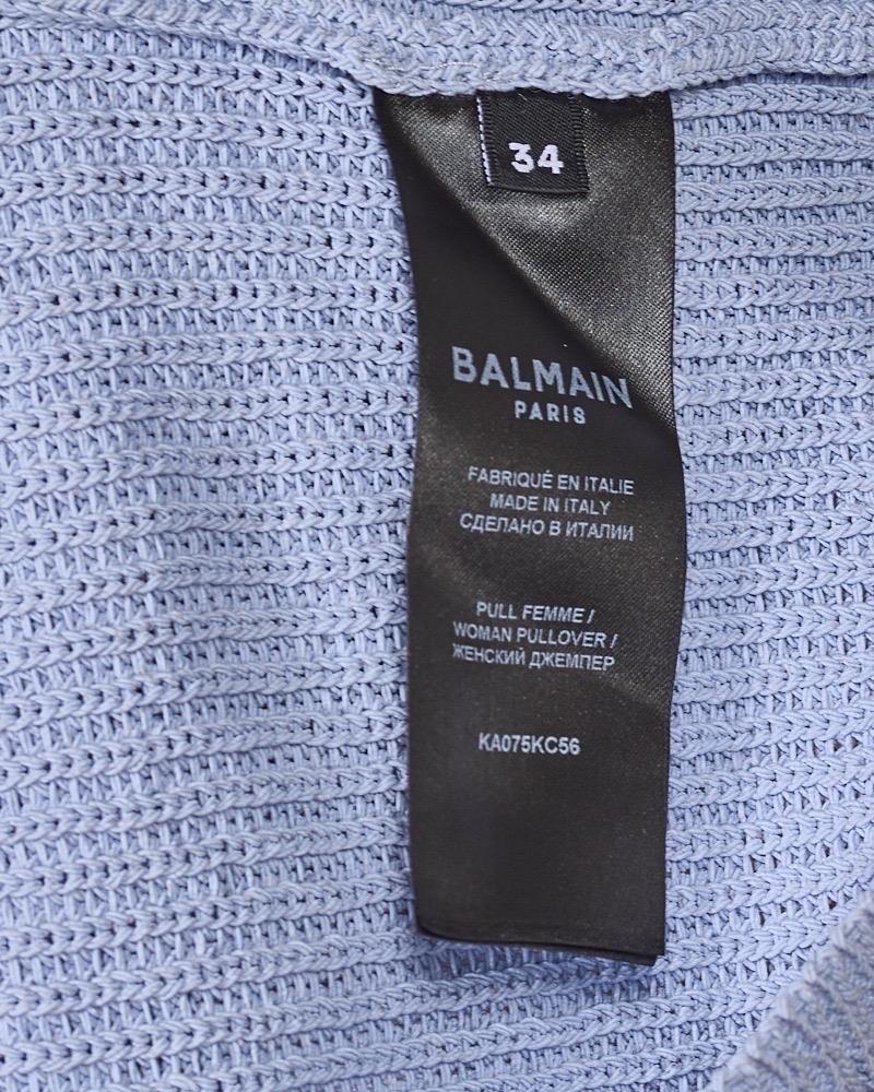 Balmain Pullover Crop Logo Azzurro In Excellent Condition For Sale In Torre Del Greco, IT