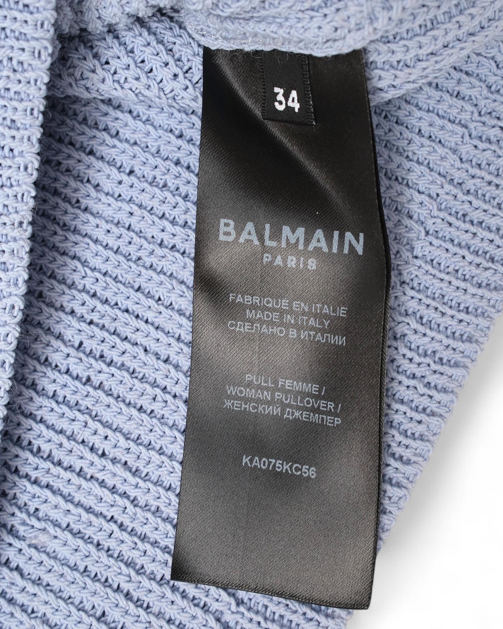 Balmain Pullover Azzurro in Kurzform im Angebot 1