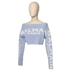 Balmain Pullover Cropped Azzurro