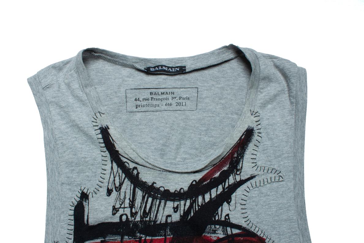 Balmain, Punk patched tiger tanktop For Sale 1