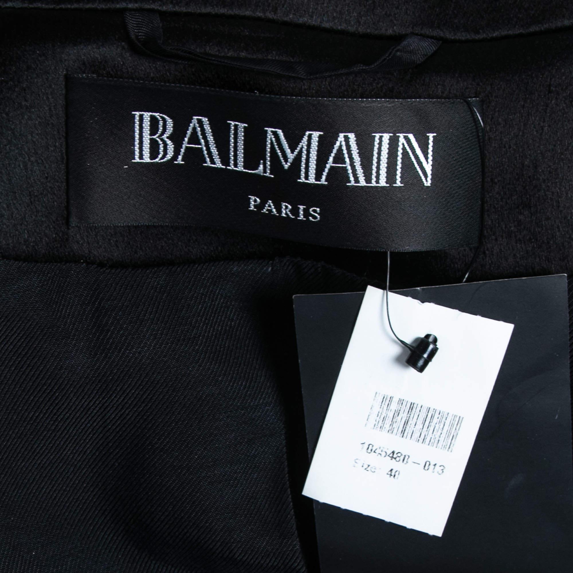 Balmain Purple Sequined Frayed Belted Blazer M In Excellent Condition For Sale In Dubai, Al Qouz 2