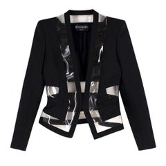 Used Balmain PVC-insert Wool Blazer FR 36