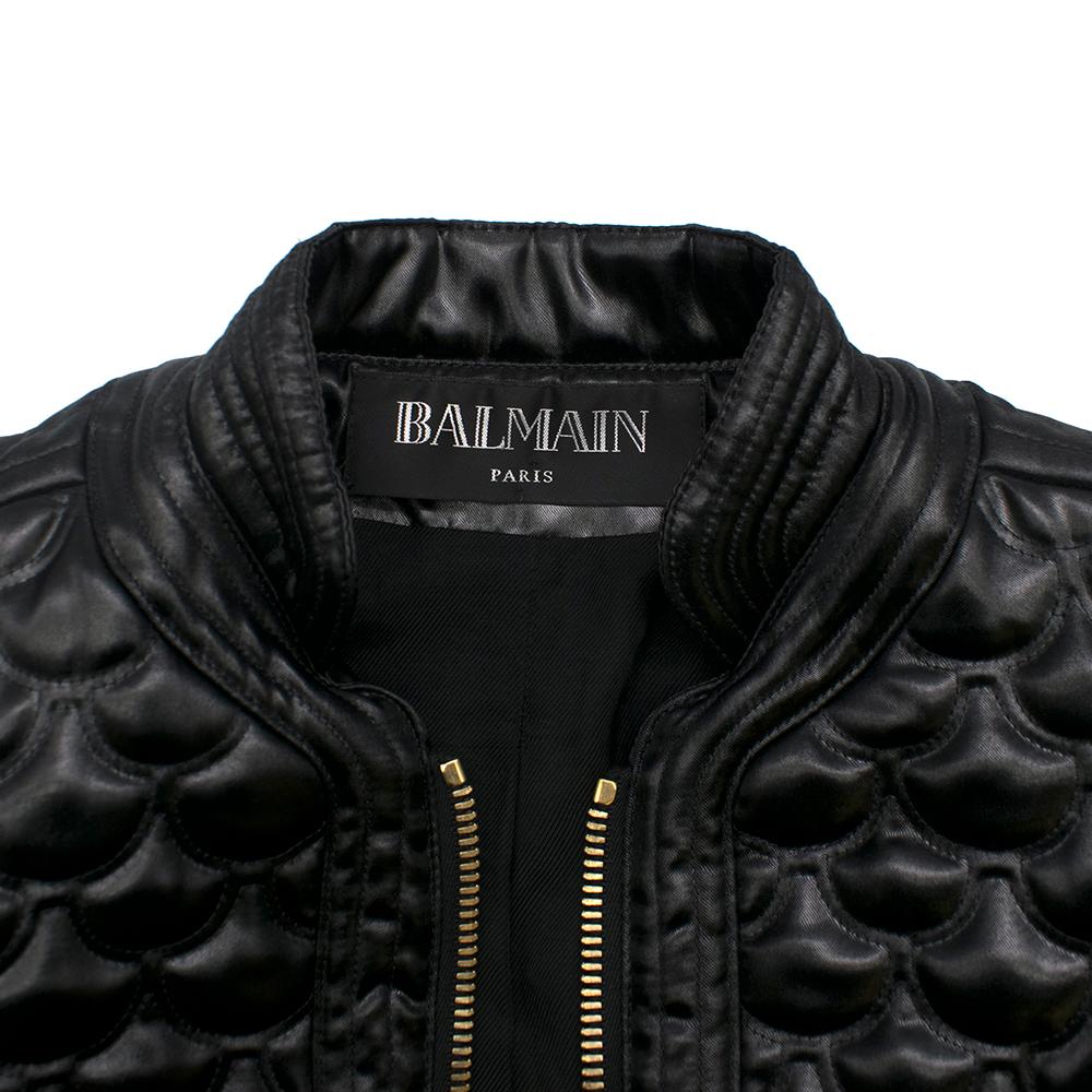 Giacca biker in ecopelle nera trapuntata Balmain - Taglia US 2/4 In condizioni ottime a London, GB