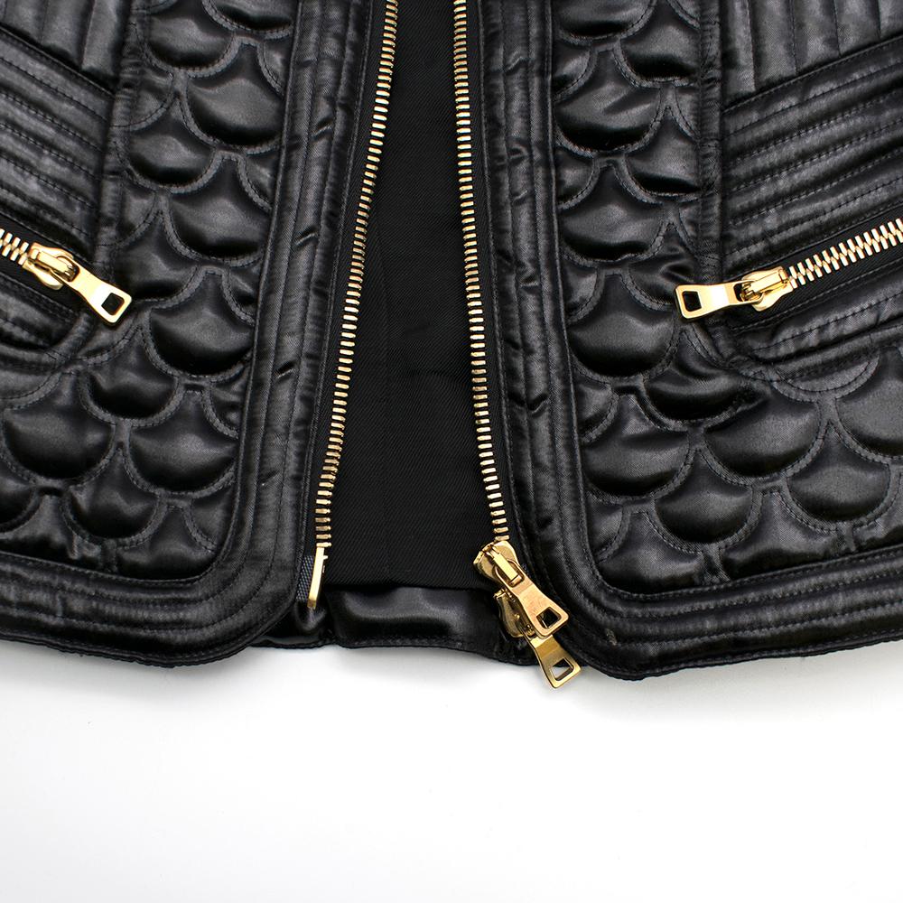 Giacca biker in ecopelle nera trapuntata Balmain - Taglia US 2/4 1