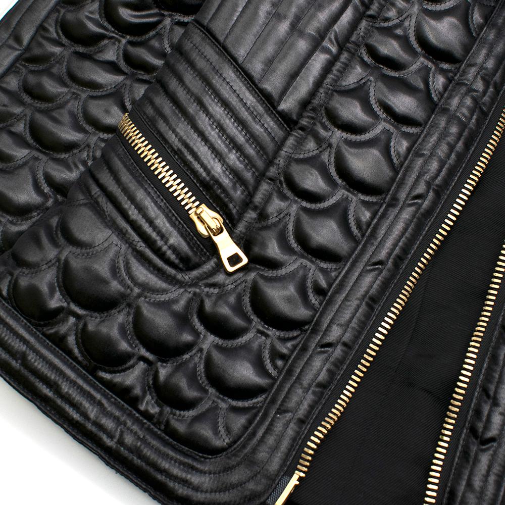 Giacca biker in ecopelle nera trapuntata Balmain - Taglia US 2/4 2