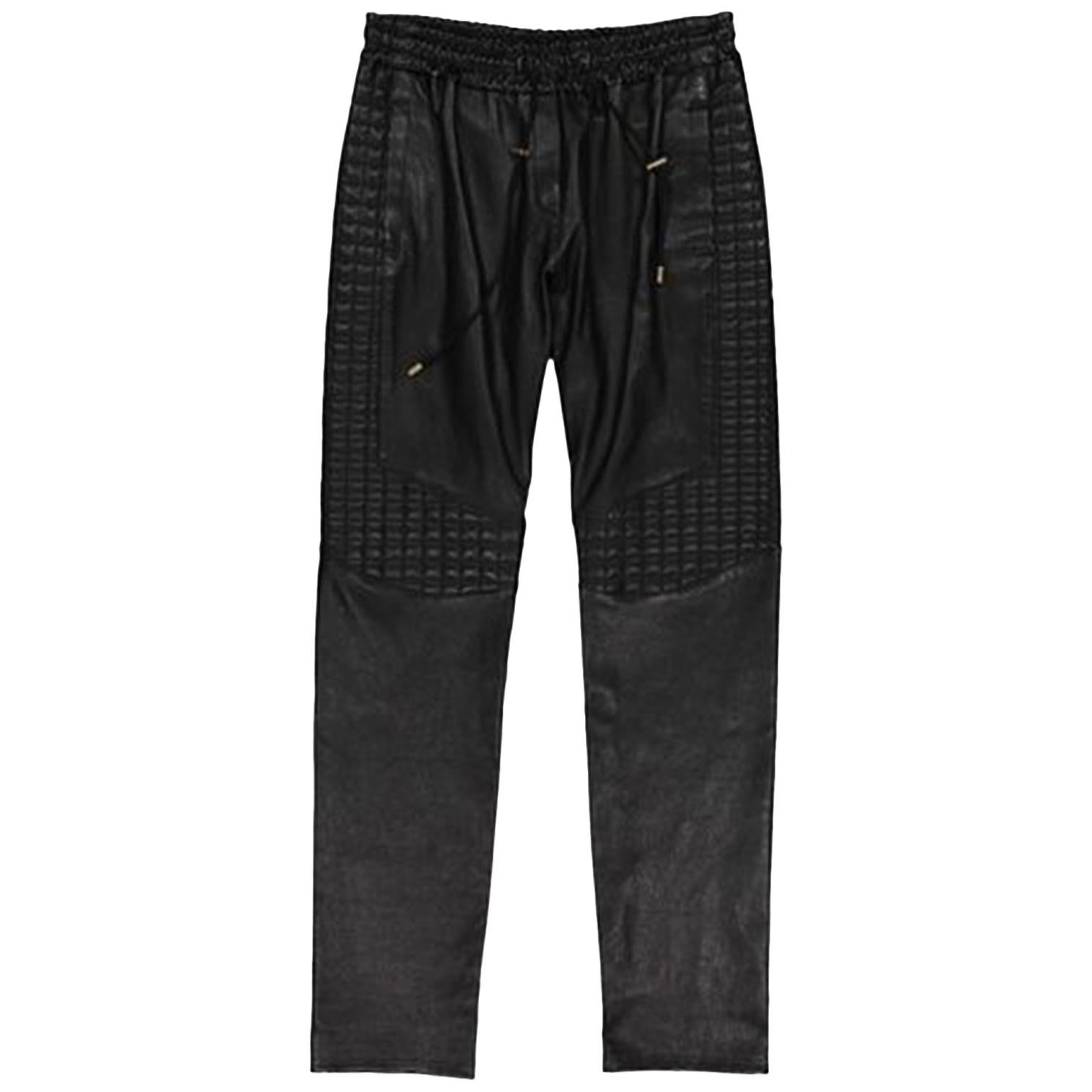 Balmain Quilted Leather Trousers
