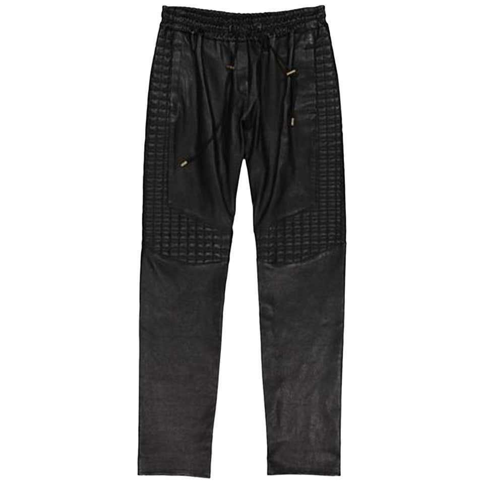 Balmain Quilted Leather Trousers at 1stDibs | balmain leather pants
