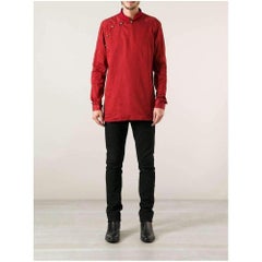 Balmain Red Asymmetrical Button Long Sleeve Shirt