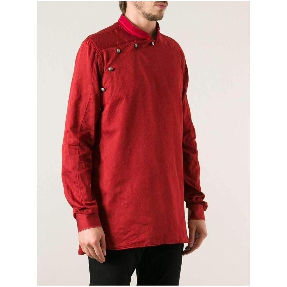 Balmain Red Asymmetrical Button Long Sleeve Shirt In Excellent Condition For Sale In Brossard, QC
