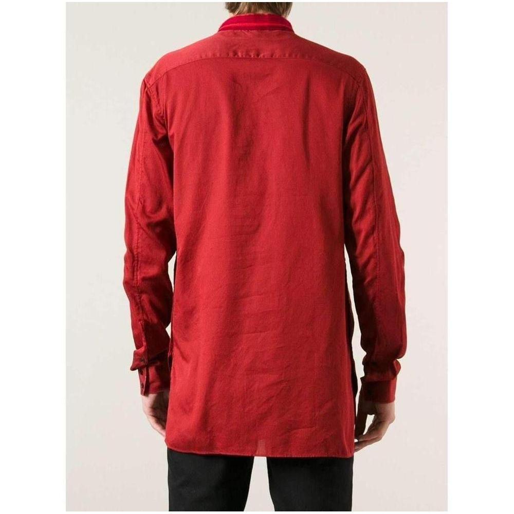 Women's Balmain Red Asymmetrical Button Long Sleeve Shirt For Sale