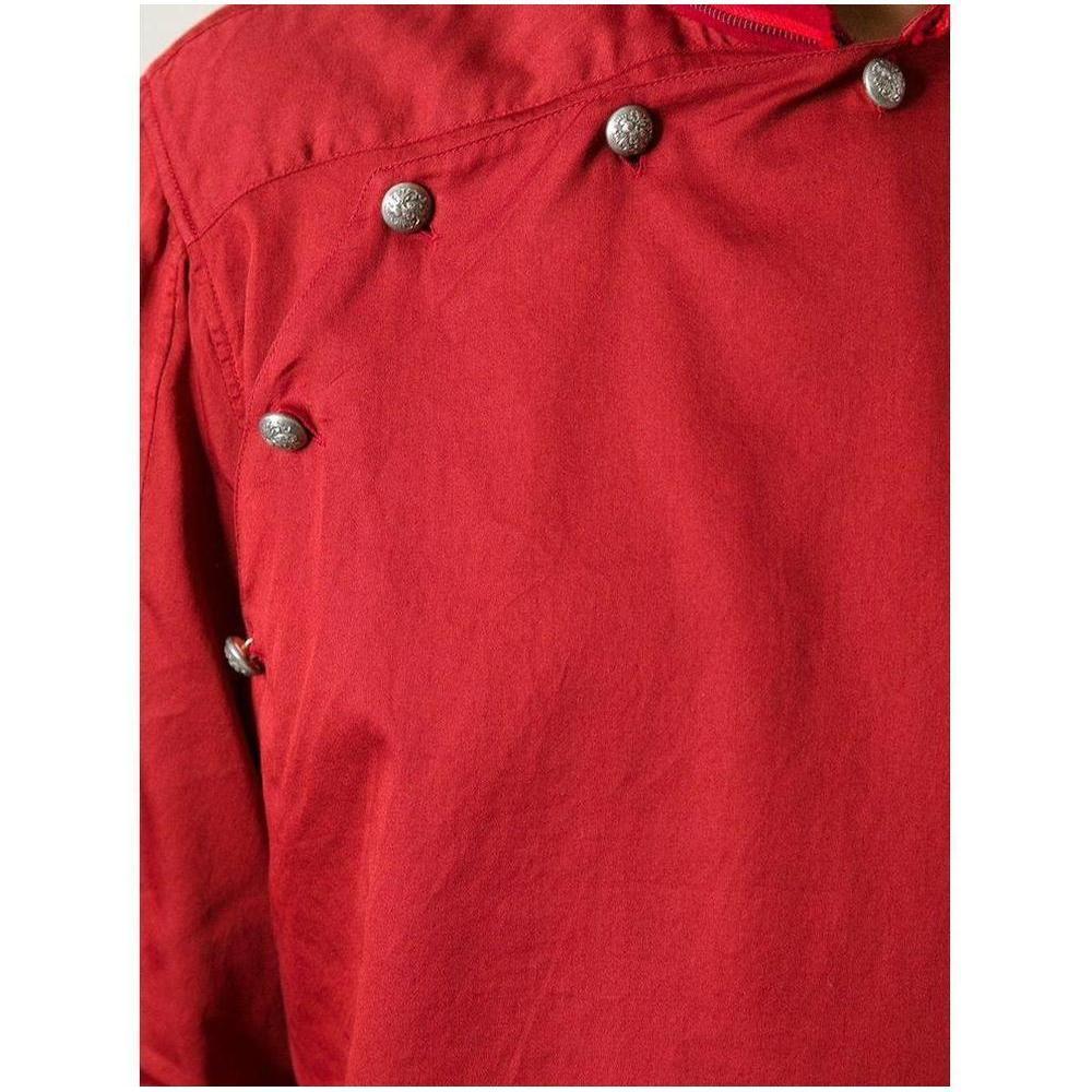 Balmain Red Asymmetrical Button Long Sleeve Shirt For Sale 1