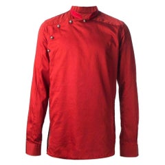 Balmain Red Asymmetrical Button Long Sleeve Shirt