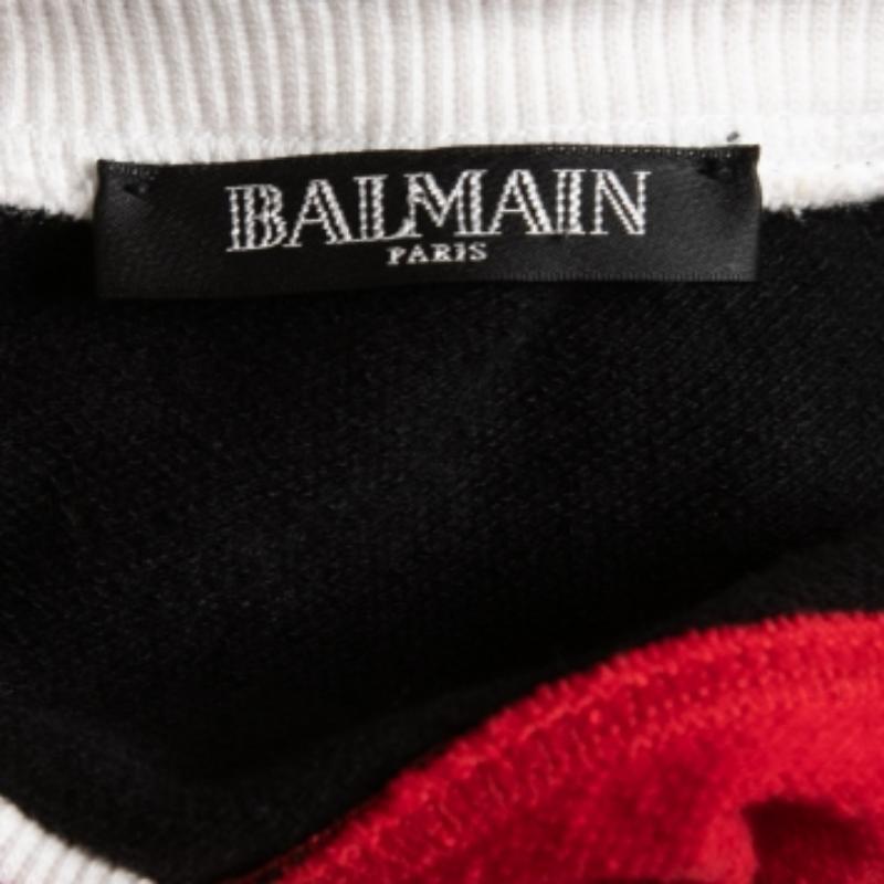 Rouge Balmain Sweat en coton matelassé rouge XS en vente