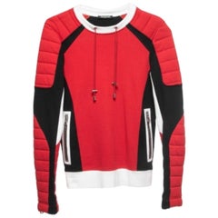 Balmain Sweat en coton matelassé rouge XS