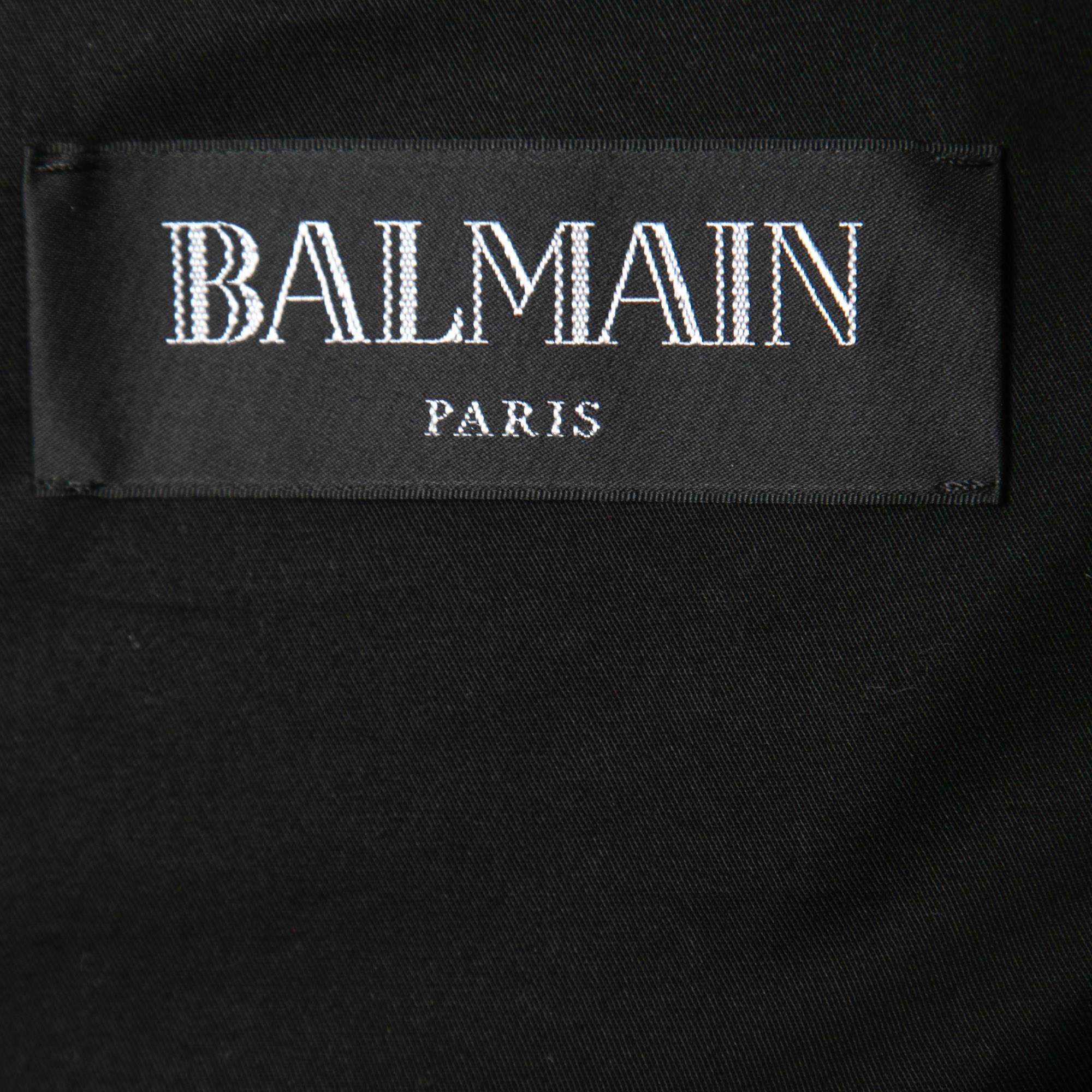 Men's Balmain Red Distressed Leather Moto Biker Jacket L