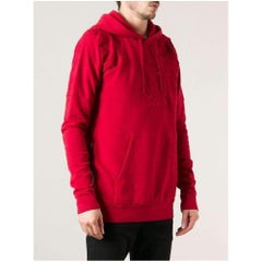 Balmain Red Dragon Embroidered Cotton Knit Hoodie Sweater