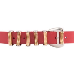 BALMAIN red leather Hip Belt 90