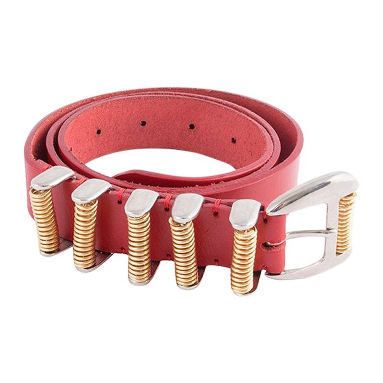 BALMAIN red leather Hip Belt 90 For Sale at 1stDibs