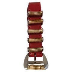 Cintura Balmain in pelle rossa, argento e hardware in tonalità oro