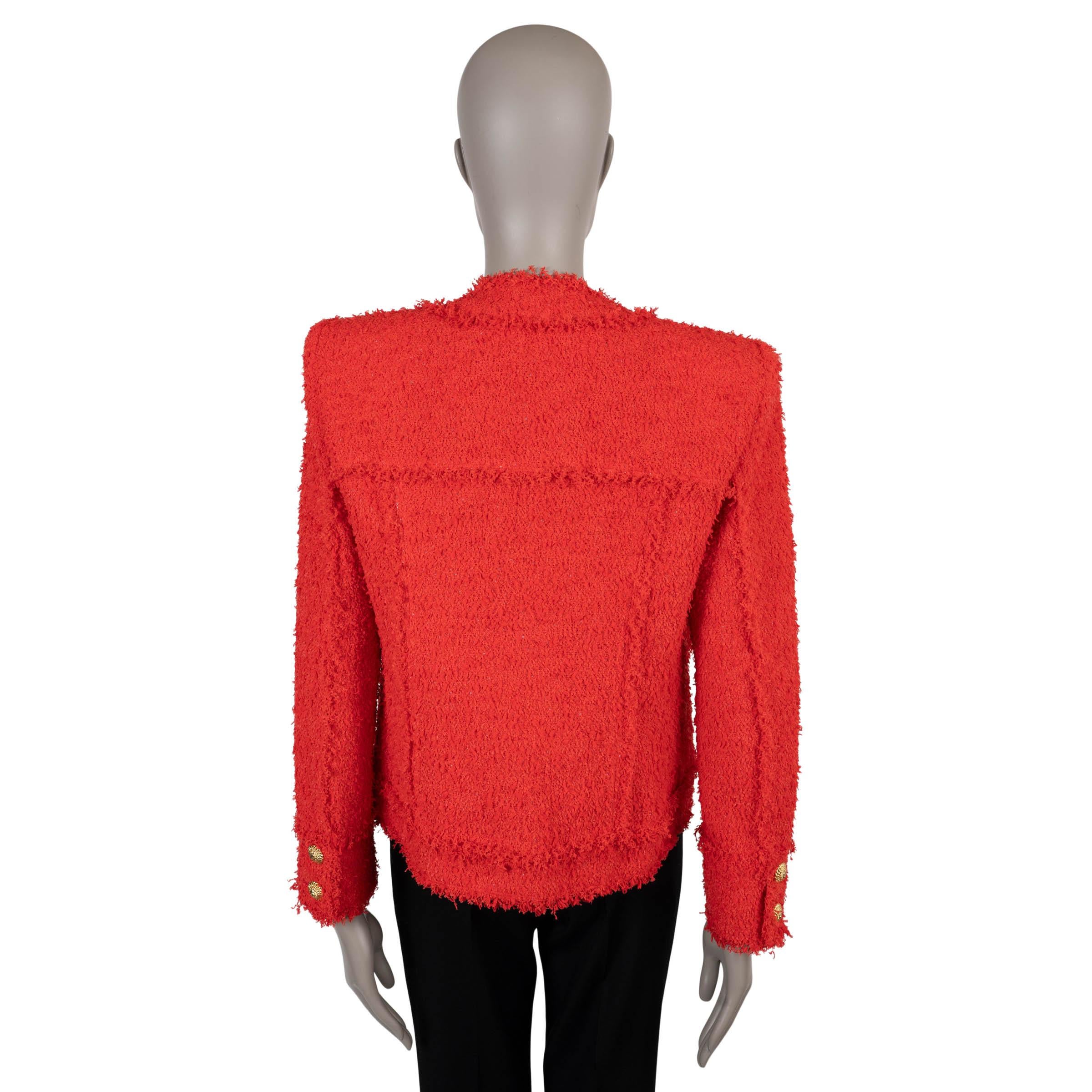 Red BALMAIN red polyamide 2024 CROPPED TWEED Jacket 44 L For Sale