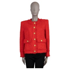 BALMAIN red polyamide 2024 CROPPED TWEED Jacket 44 L