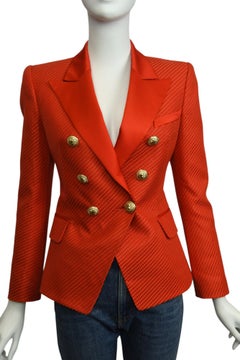 Blazer doppiopetto rosso con texture di Balmain  Taglia US 6