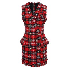 BALMAIN RED TWEED MINI Dress 36 - 4