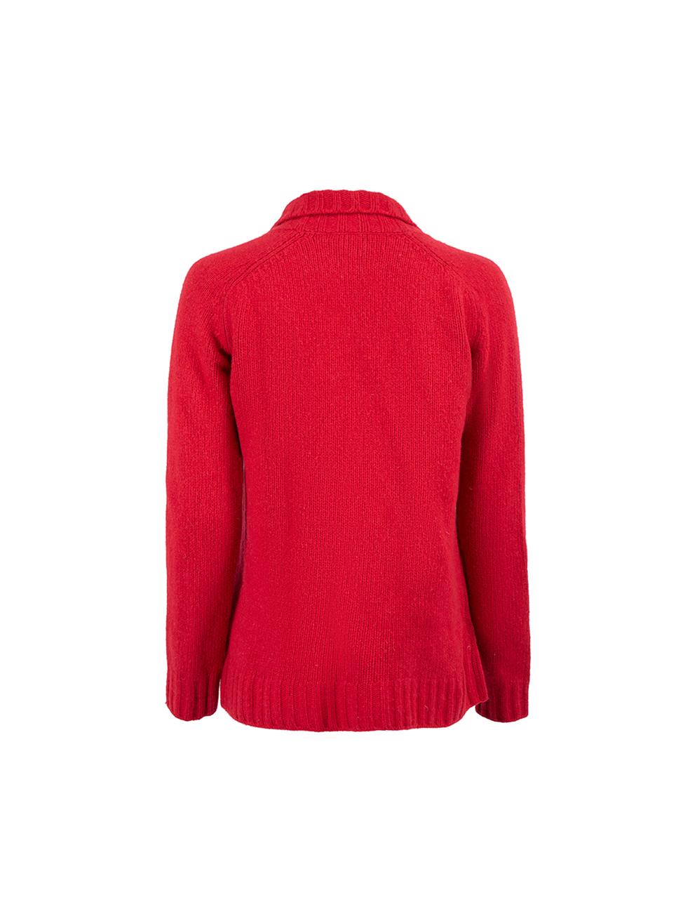 Balmain Red Wool Knit Buttoned Turtleneck Jumper Size XXL In Good Condition For Sale In London, GB