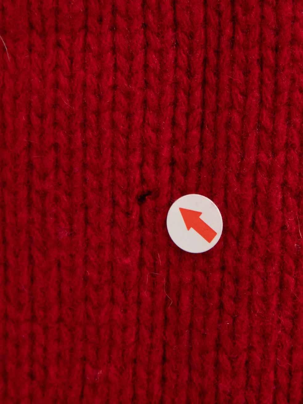 Women's Balmain Red Wool Knit Buttoned Turtleneck Jumper Size XXL For Sale