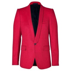 Balmain Red Wool One Button Blazer Jacket