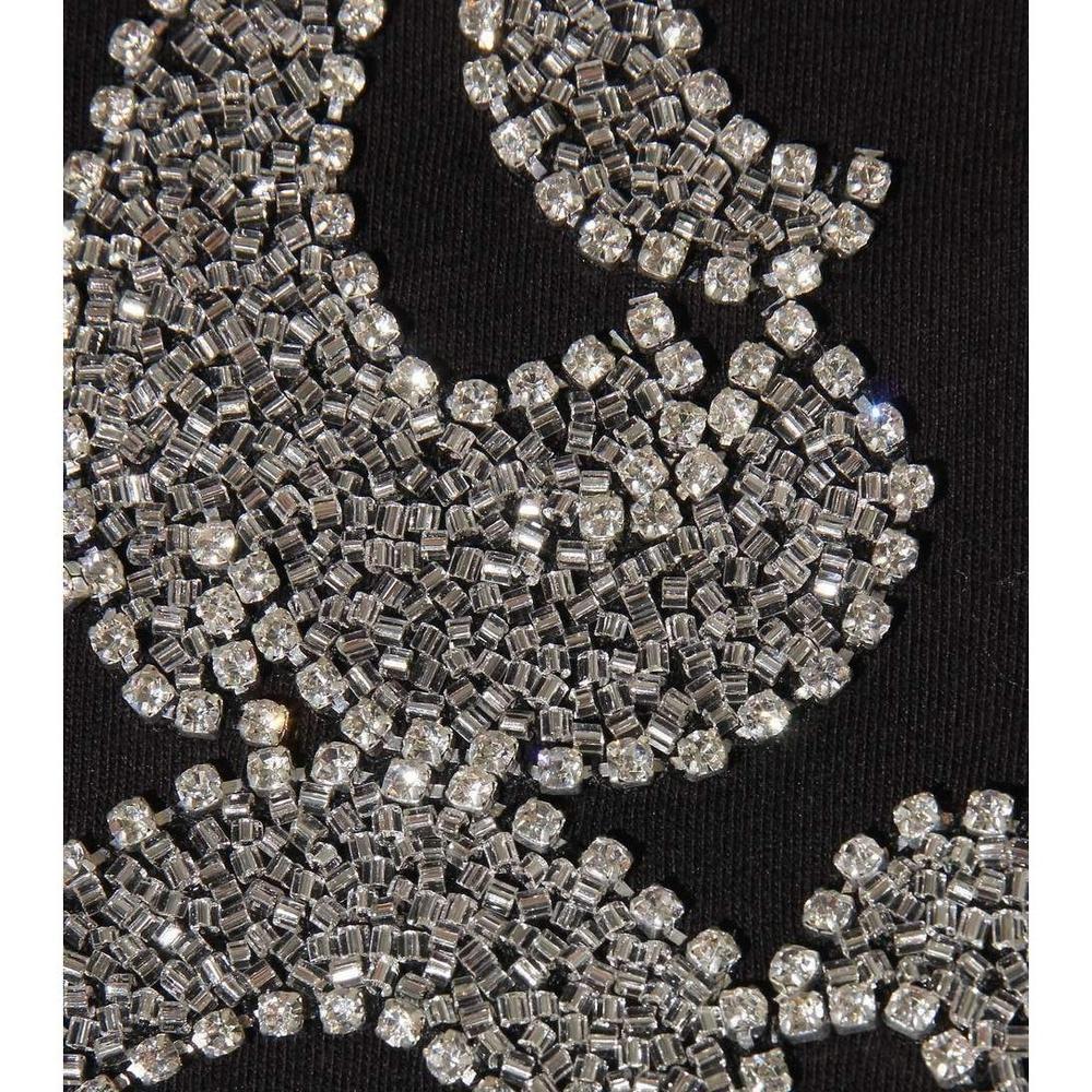 Women's BALMAIN Rhinestone& Crystal Fringe Black Cotton Shirt FR38 US4-6 For Sale