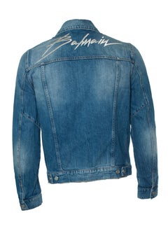 Balmain, Rockstar logo blue denim jacket.