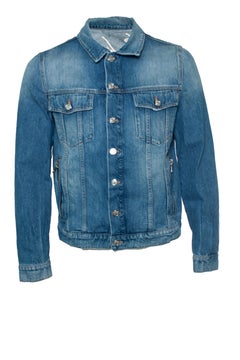 Balmain, Rockstar logo blue denim jacket.