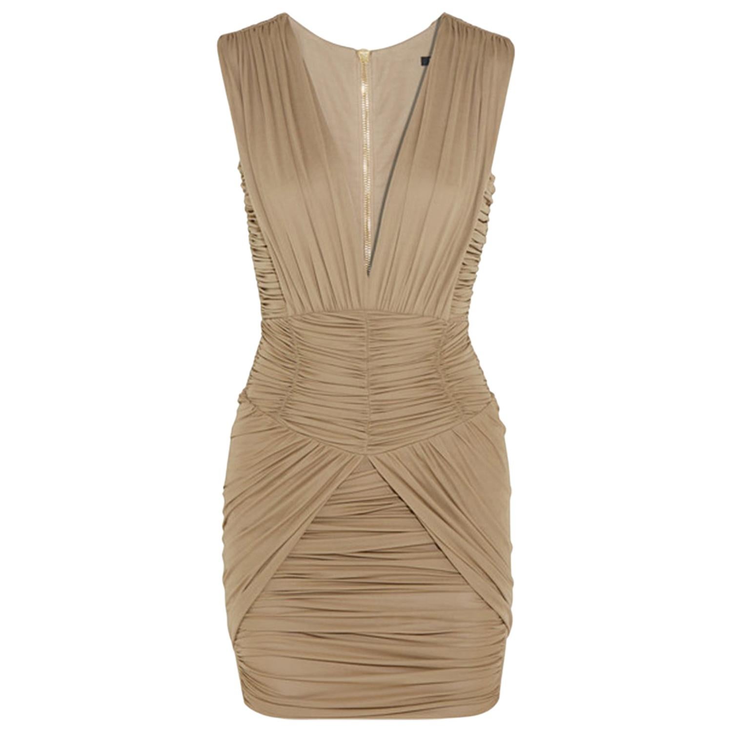 Balmain Ruched Stretch-Jersey Mini Dress For Sale at 1stDibs | ruched  stretch dress