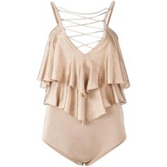 Balmain Ruffled Stretch-Jersey Bodysuit