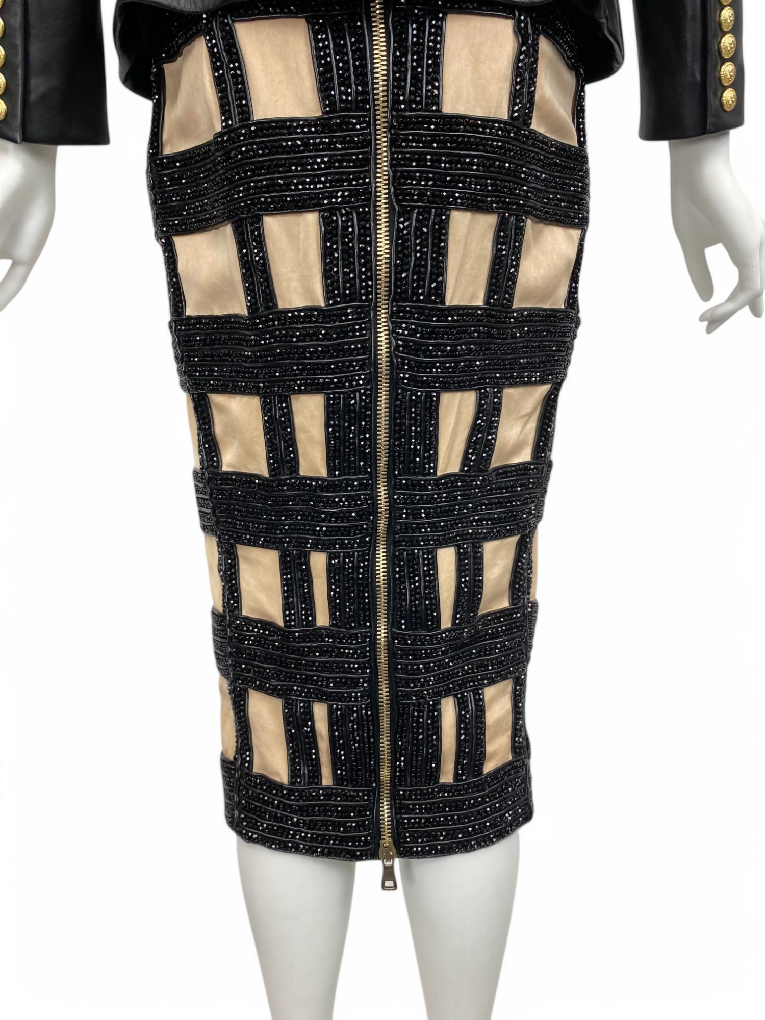 Balmain S/S 2015 Beaded Windowpane Dress NWT (Sz: 36 Fr) For Sale 4