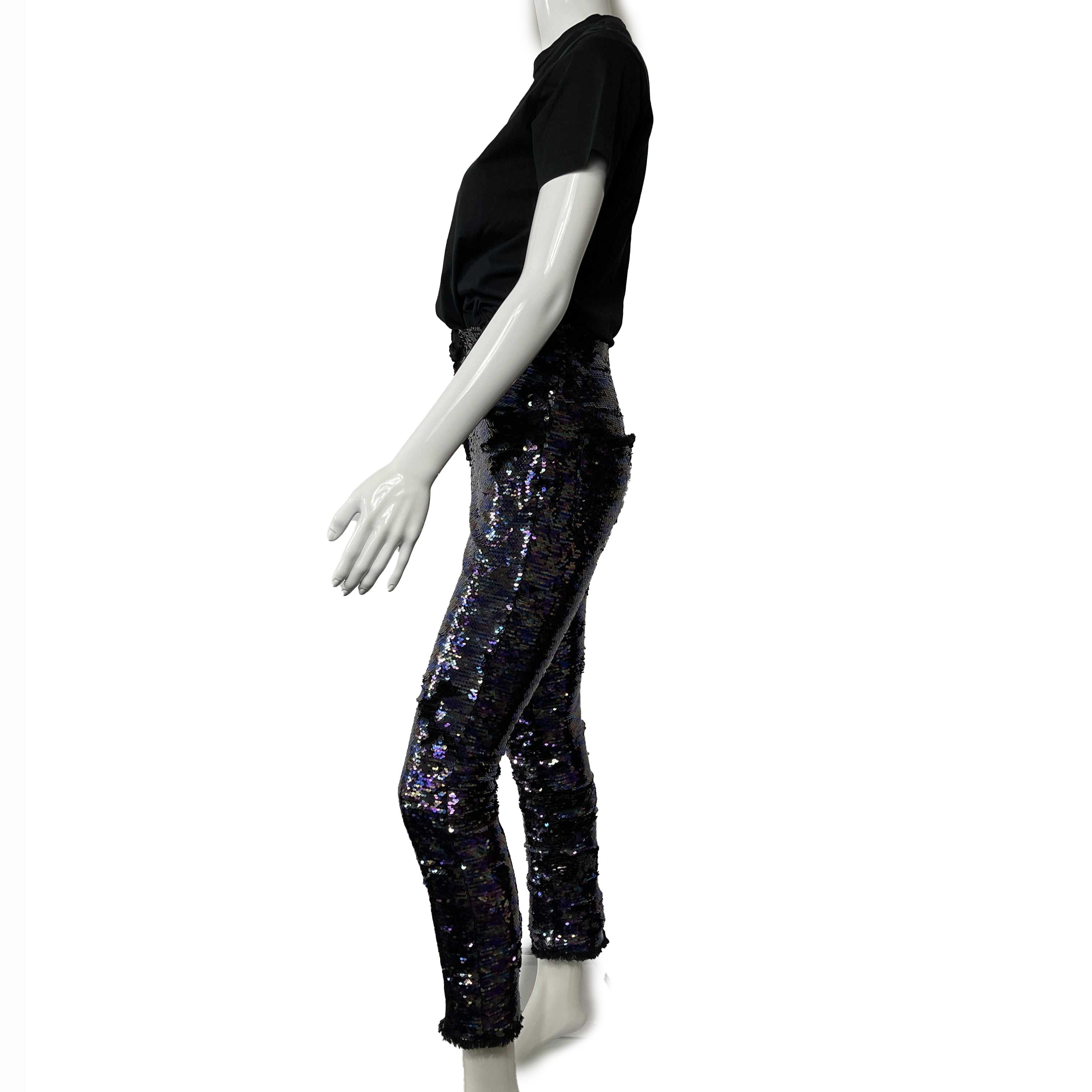 Balmain - Sequin Embellished Fringe Trim Purple Pants - 34 US 4 - NEW For Sale 3