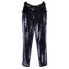 Balmain - Sequin Embellished Fringe Trim Purple Pants - 34 US 4 - NEW
