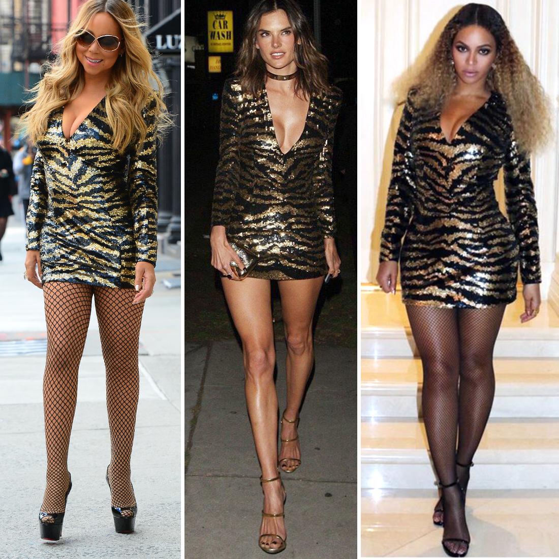 BALMAIN SEQUINED TIGER-STRIPE MINI DRESS in BLACK and GOLD Sz FR 36 For Sale 1