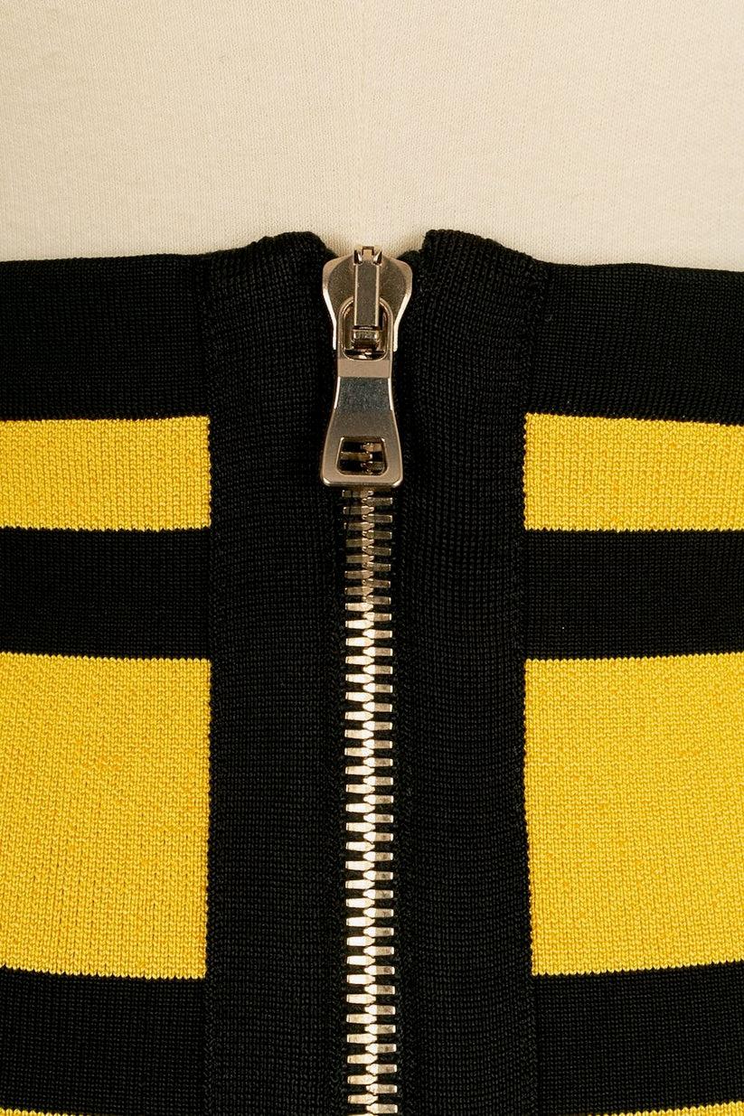 Balmain Set, Top and Skirt in Yellow and Black Stripes For Sale 6