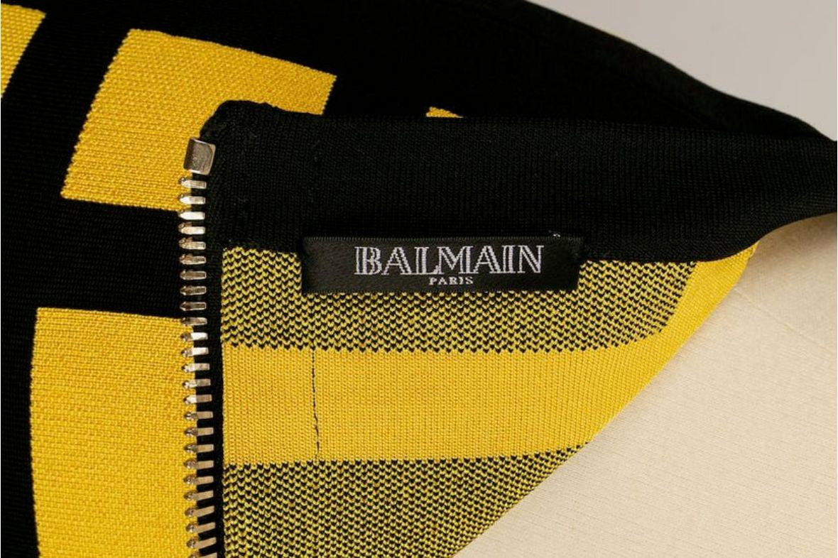 Balmain Set, Top and Skirt in Yellow and Black Stripes For Sale 9