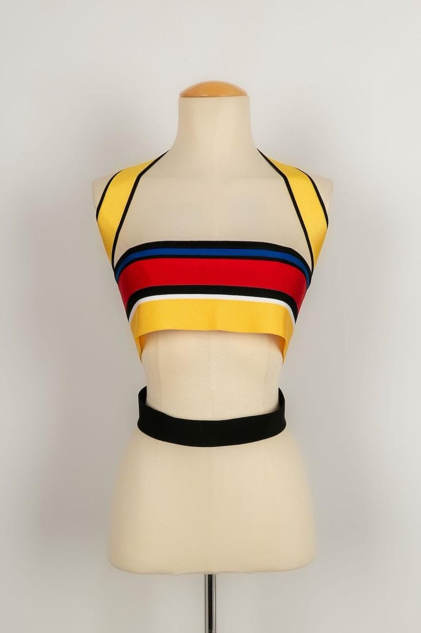 Balmain Set, Top and Skirt in Yellow and Black Stripes For Sale 1