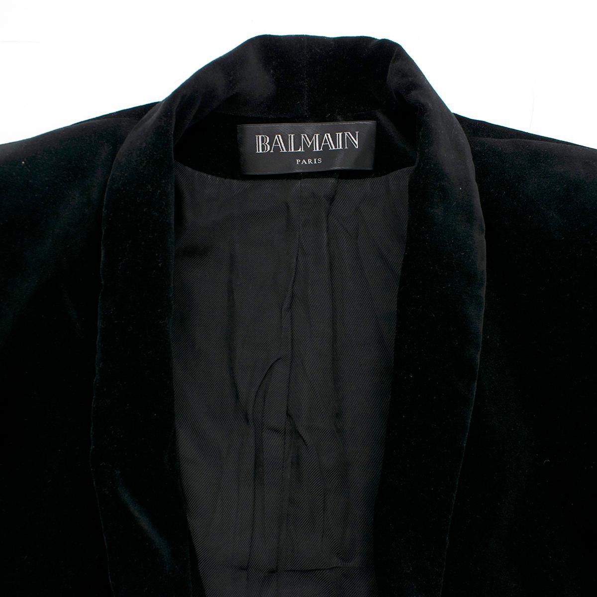 Black Balmain Shawl-lapel Double-breasted Velvet Blazer 40 (IT) For Sale