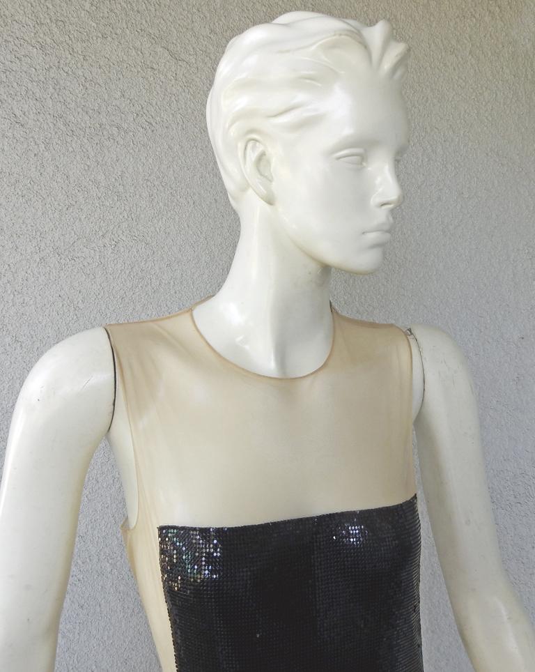 Balmain Sheer Black Chainmail Gown In New Condition For Sale In Los Angeles, CA