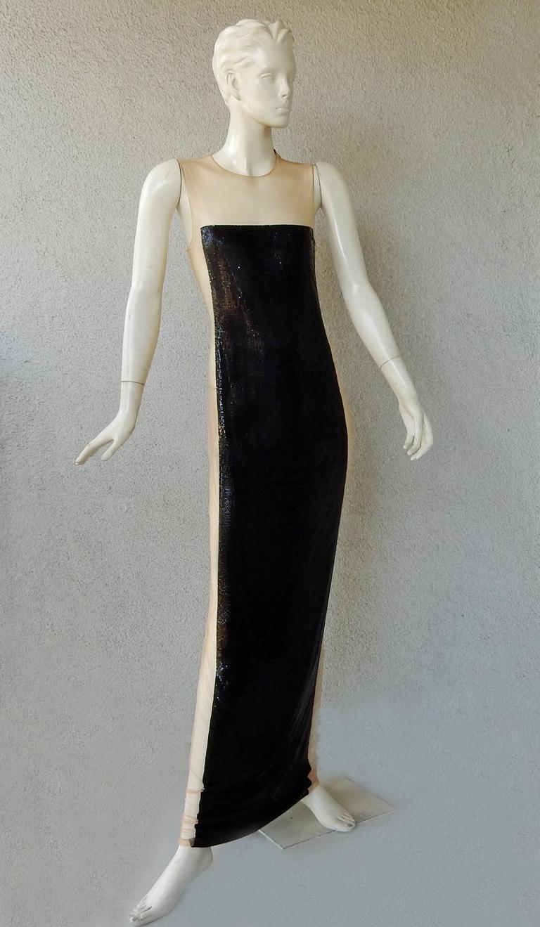 Balmain Sheer Black Chainmail Gown For Sale 1