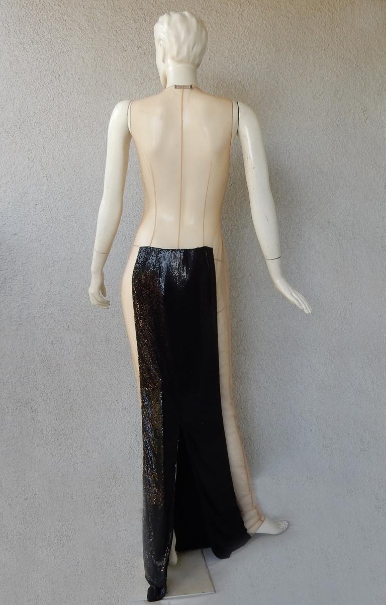 Balmain Sheer Black Chainmail Gown For Sale 3