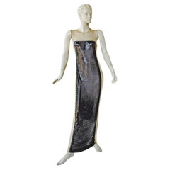 Balmain Schwarzes durchsichtiges Kettenhemd-Kleid