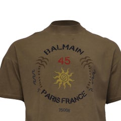 Balmain Short-Sleeve Crew-Neck T-shirt in Khaki Cotton