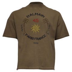 Balmain Short-Sleeve Crew-Neck T-shirt in Khaki Cotton